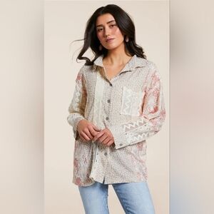 POL Floral Crochet Oversized Blouse